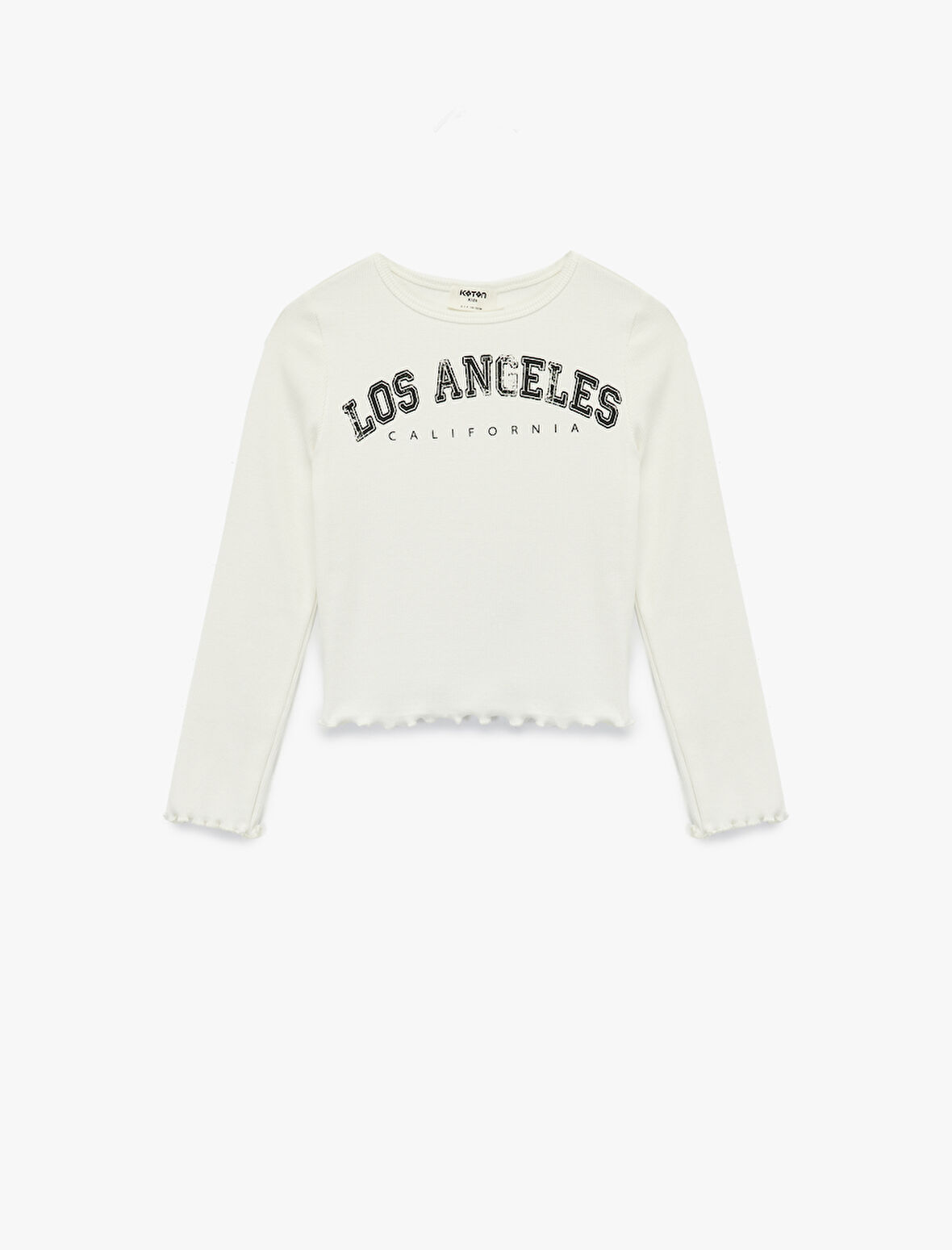 Pamuklu Uzun Kollu Bisiklet Yaka Baskılı Tişört