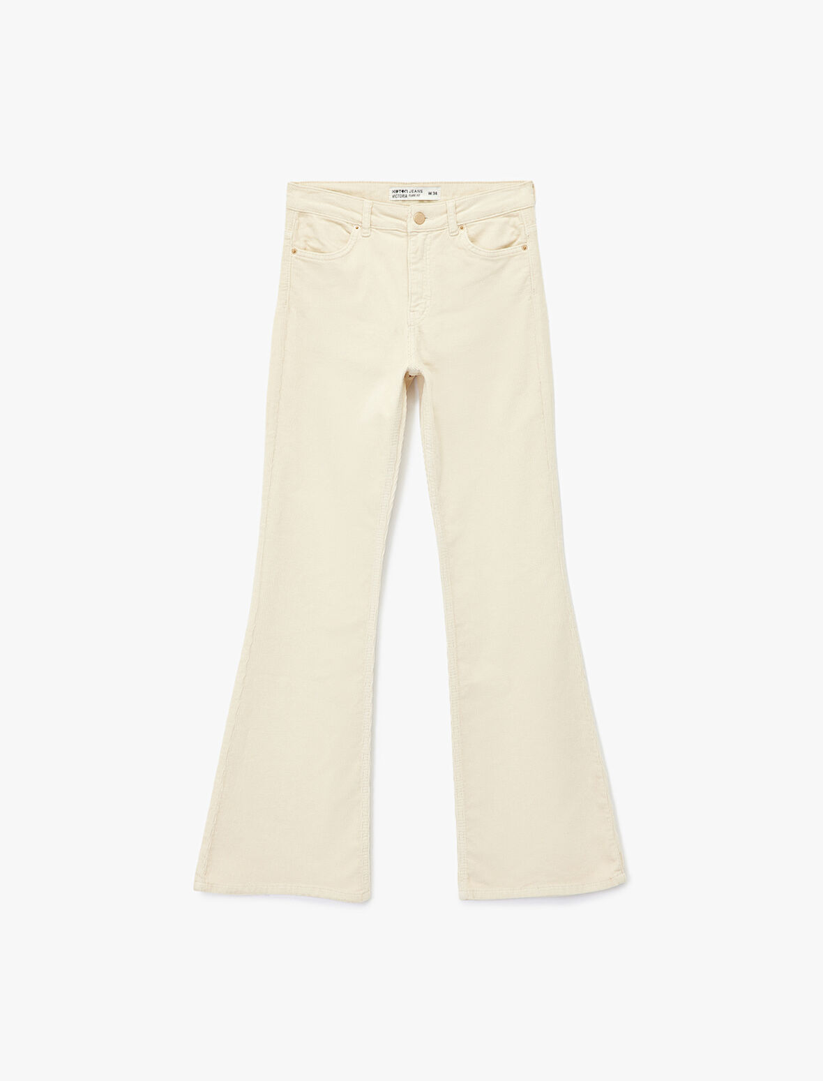 Dar Kesim Düğmeli Cepli İspanyol Paça Kadife Pantolon - Flare Jeans