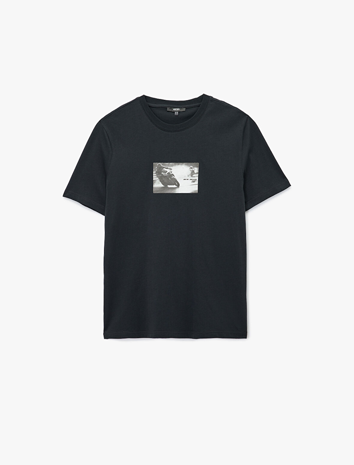 Regular Fit Kısa Kollu Pamuklu Bisiklet Yaka Baskılı Tişört