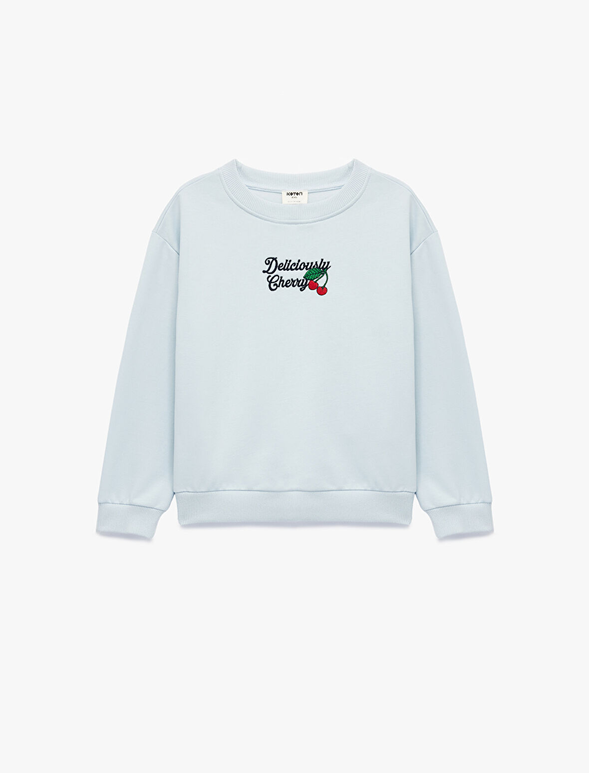 Nakışlı Uzun Kollu Bisiklet Yaka Pamuklu Sweatshirt