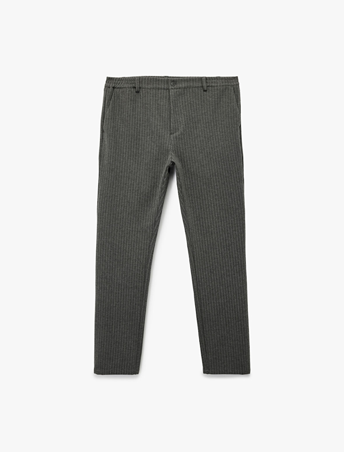 Viskon Karışımlı Cepli Regular Fit Çizgili Pileli Kumaş Pantolon