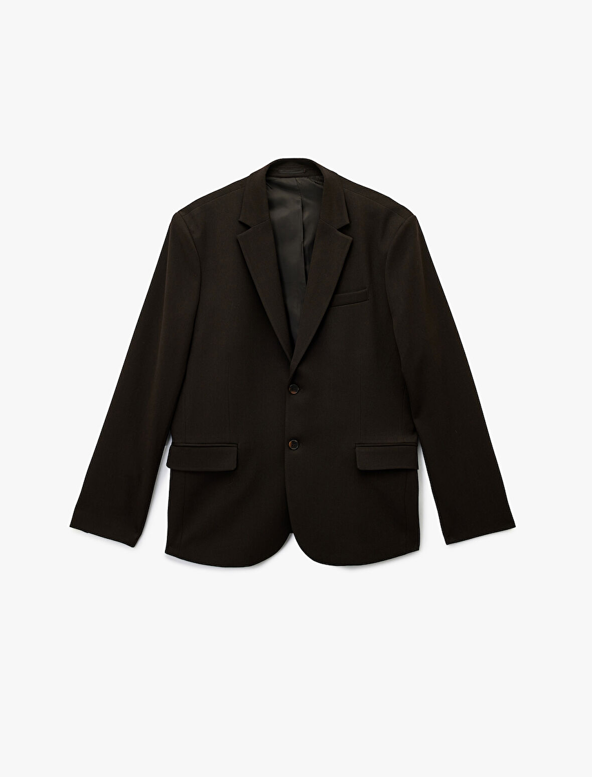 Regular Fit Viskon Karışımlı Kapaklı Cepli Uzun Kollu Mono Yaka Blazer Ceket