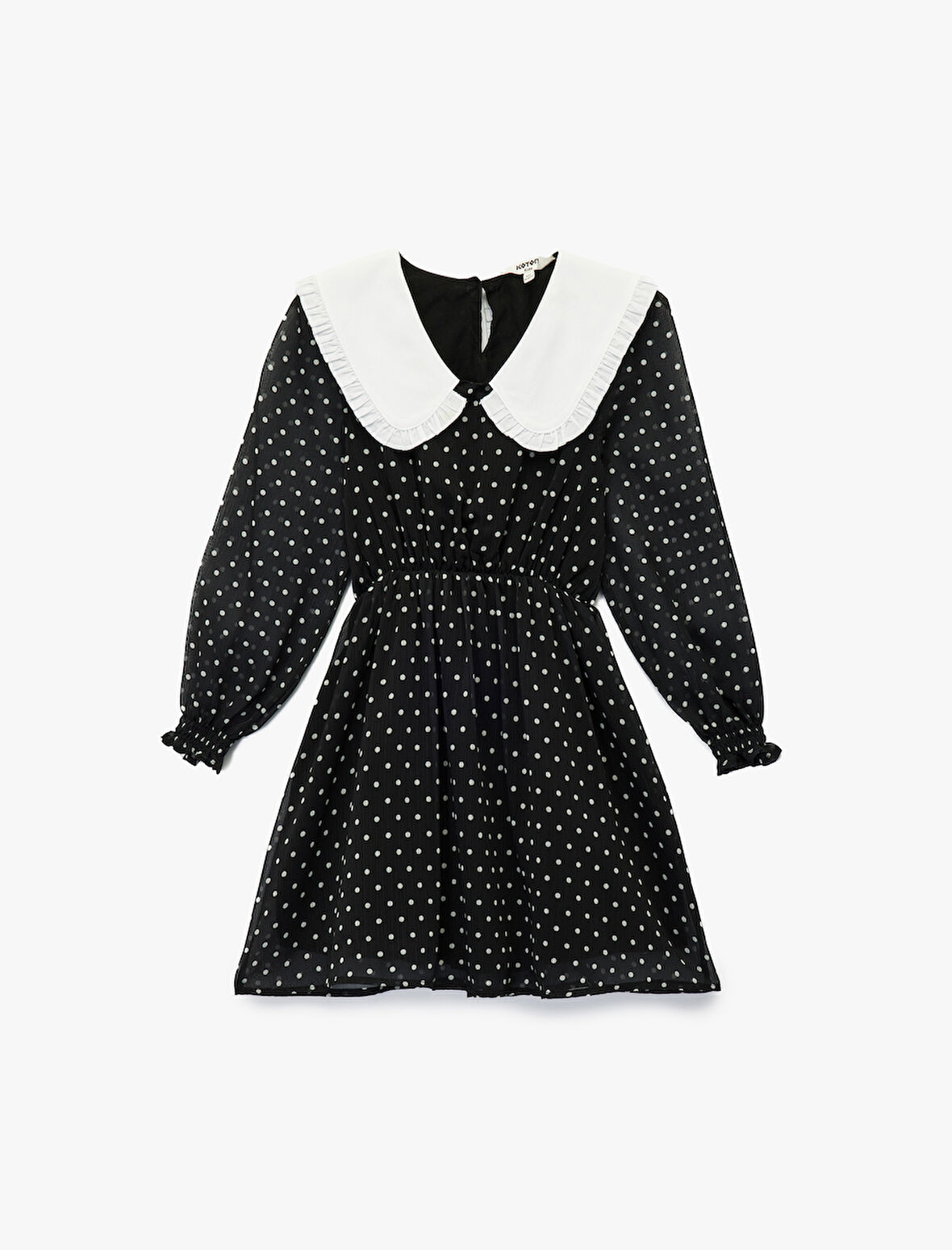 Bebe Yaka Uzun Kollu A Kesim Puantiyeli Elbise