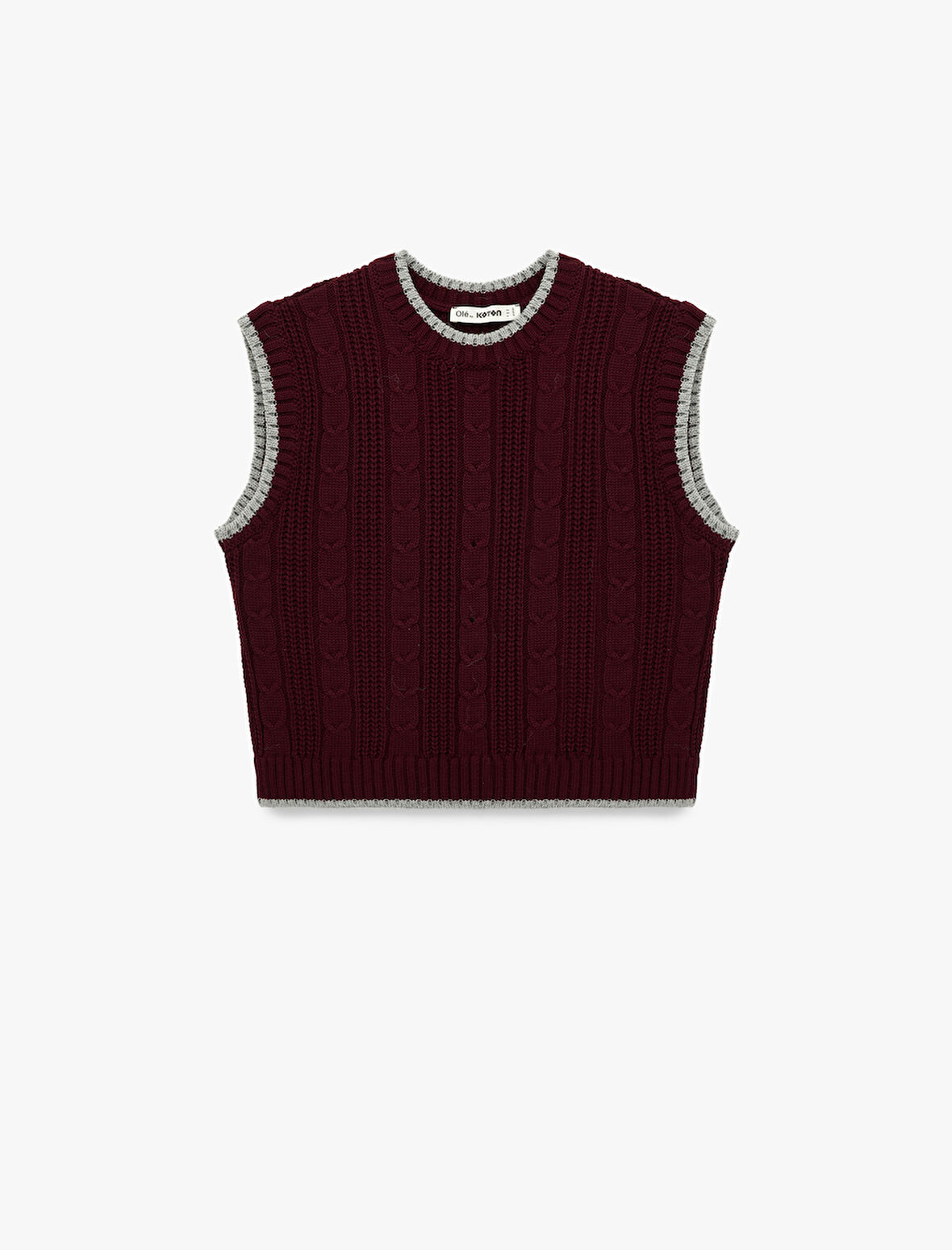 Kolsuz Biyeli Bisiklet Yaka Saç Örgüsü Dokulu Süveter