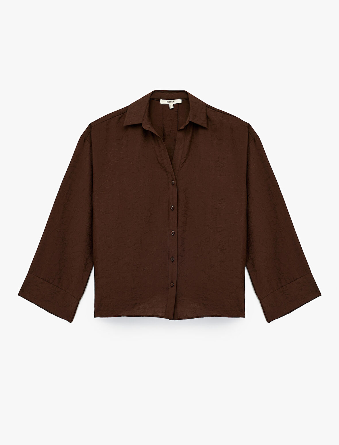 Modal Kumaş Regular Fit 3/4 Kol Crop Gömlek