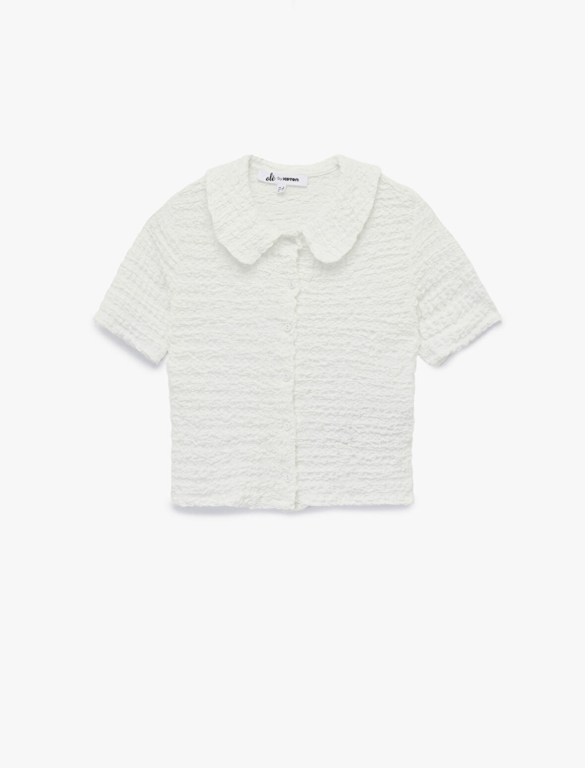 Bürümcük Düğmeli Kısa Kollu Bebe Yaka Tişört