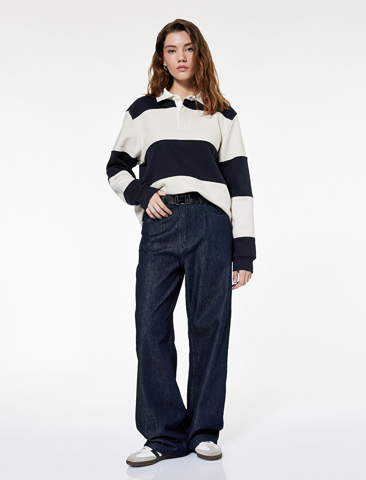 Pamuklu Normal Bel Kemer Detaylı Rahat Kalıp Baggy Jean Pantolon - Baggy Jeans