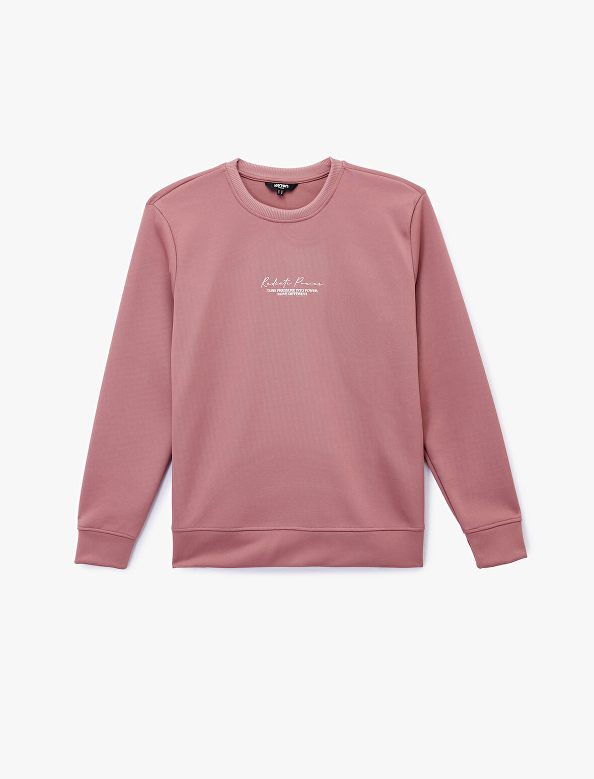 Uzun Kollu Basic Bisiklet Yaka Baskılı Sweatshirt