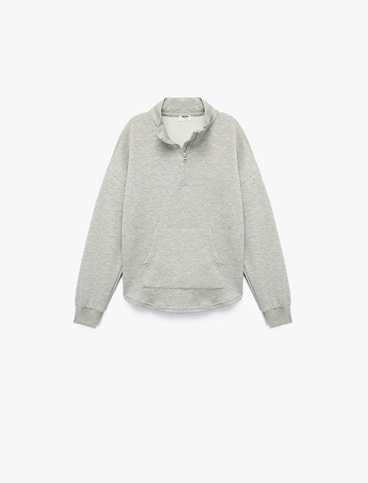 Cepli Uzun Kollu Yarı Fermuarlı Oversize Sweatshirt