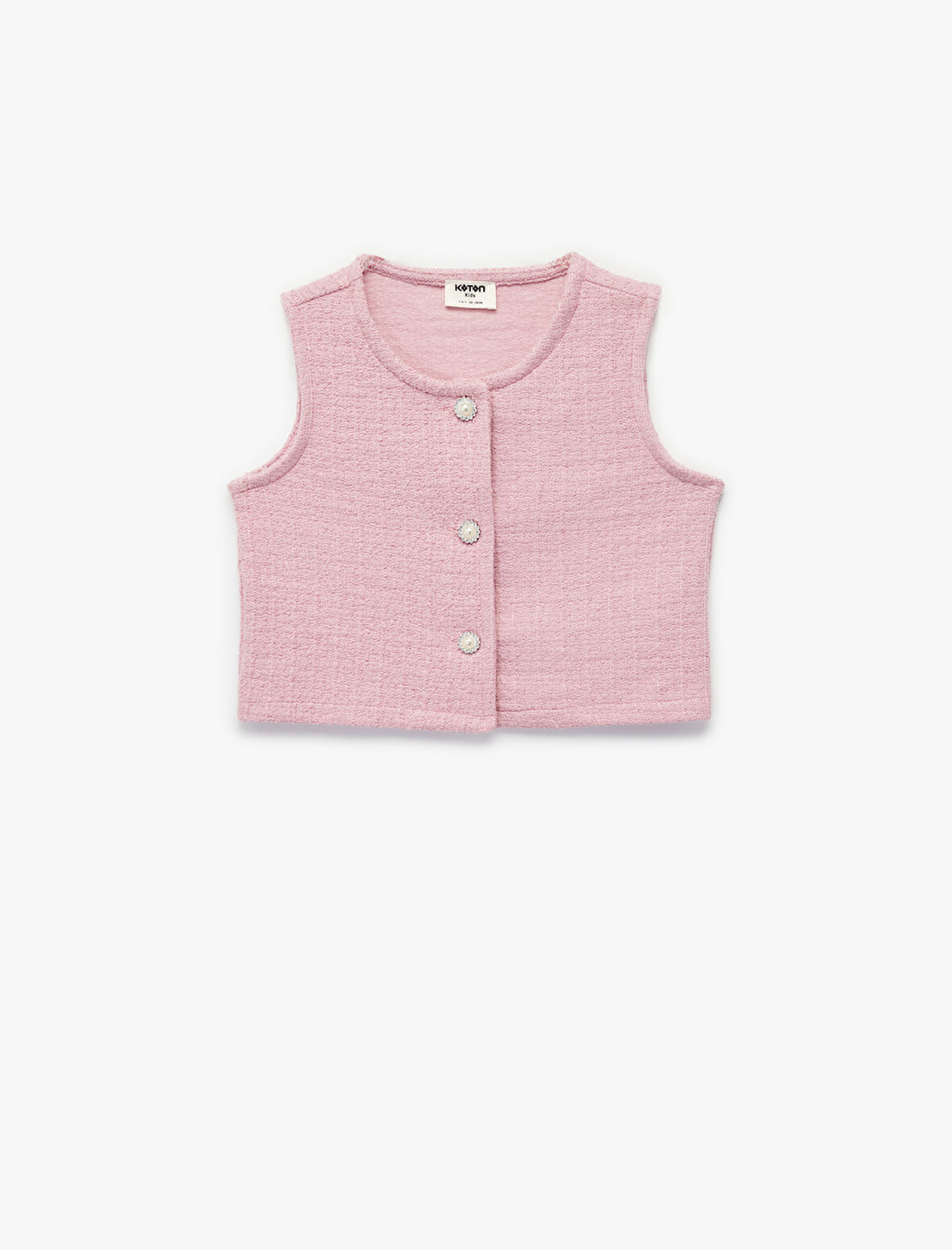 Düğmeli Bisiklet Yaka Crop Tüvit Yelek