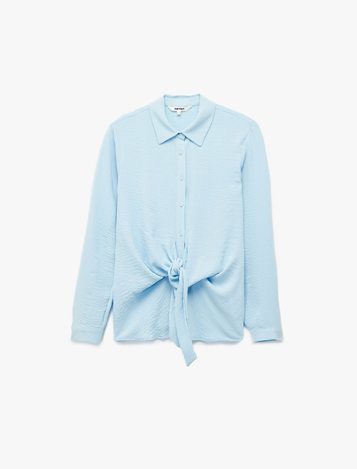 Aerobin Kumaş Önden Bağlama Detaylı Klasik Yaka Uzun Kollu Gömlek