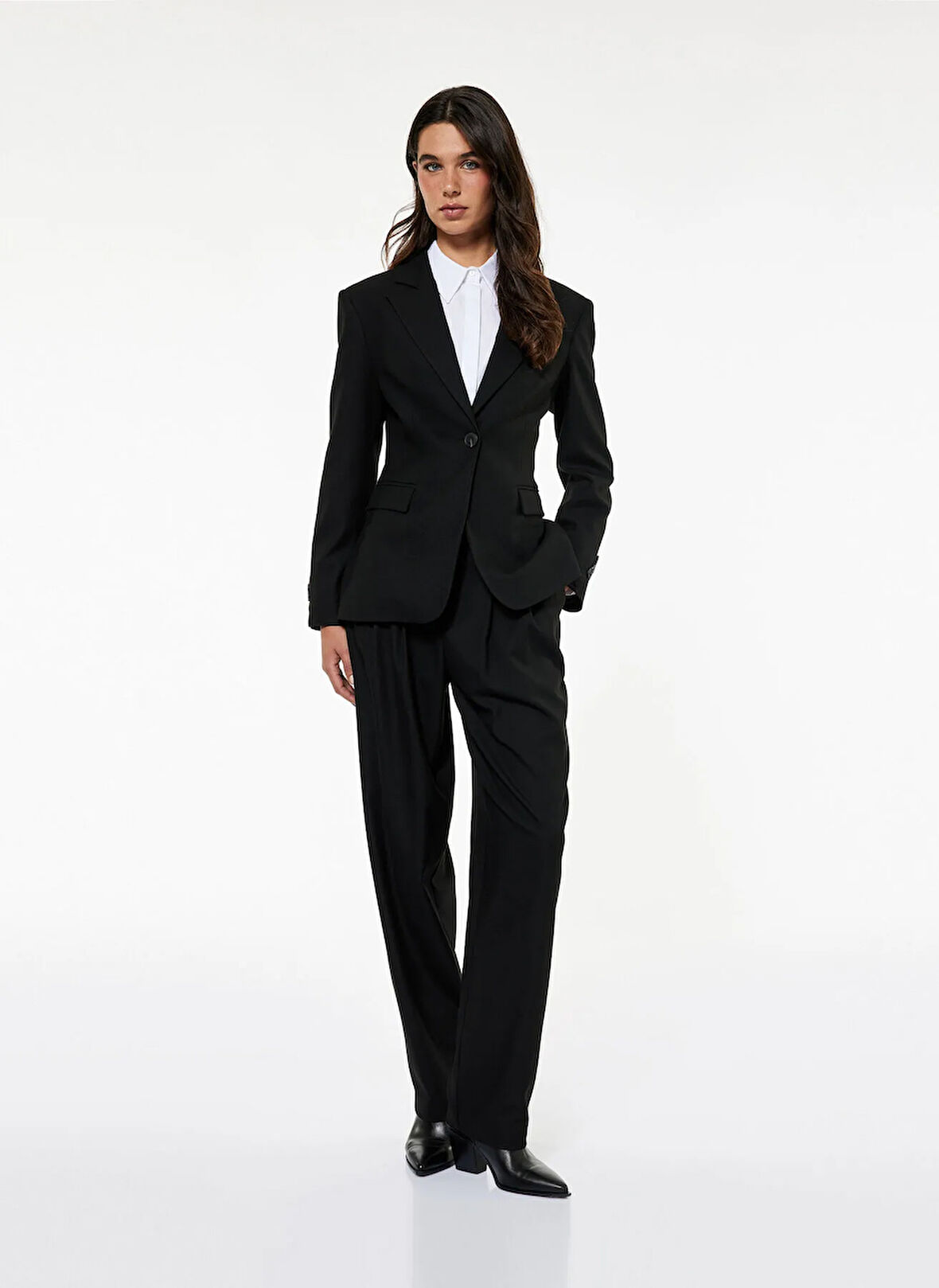 Koton Normal Bel Regular Fit Siyah Kadın Pantolon 6WAK40143PW