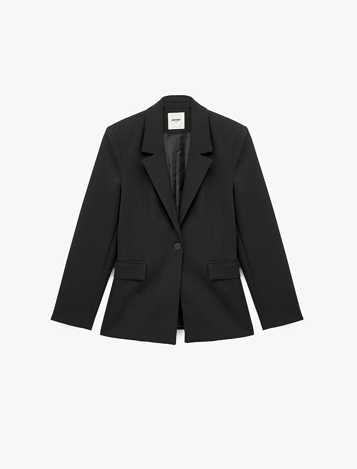 Slim Fit Uzun Kollu Cep Detaylı Düğmeli Geniş Yaka Blazer Ceket