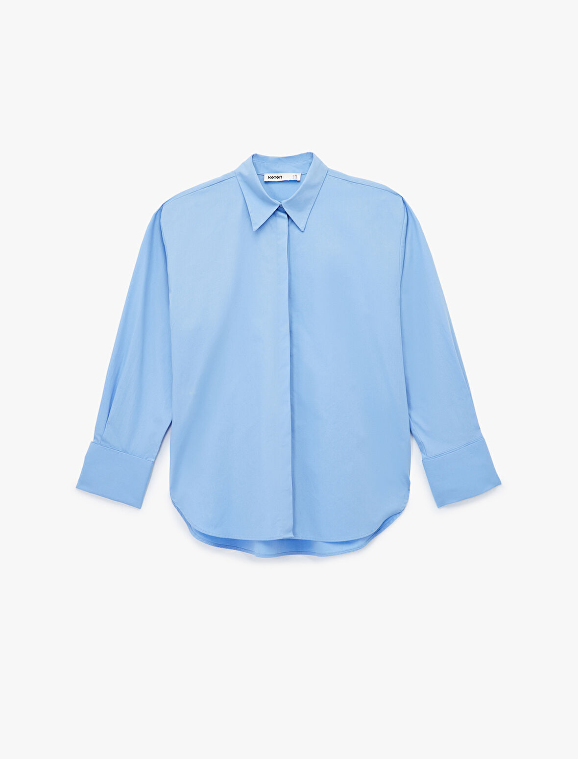 Pamuklu Kol Düğmesi Detaylı Uzun Kollu Oversize Gömlek