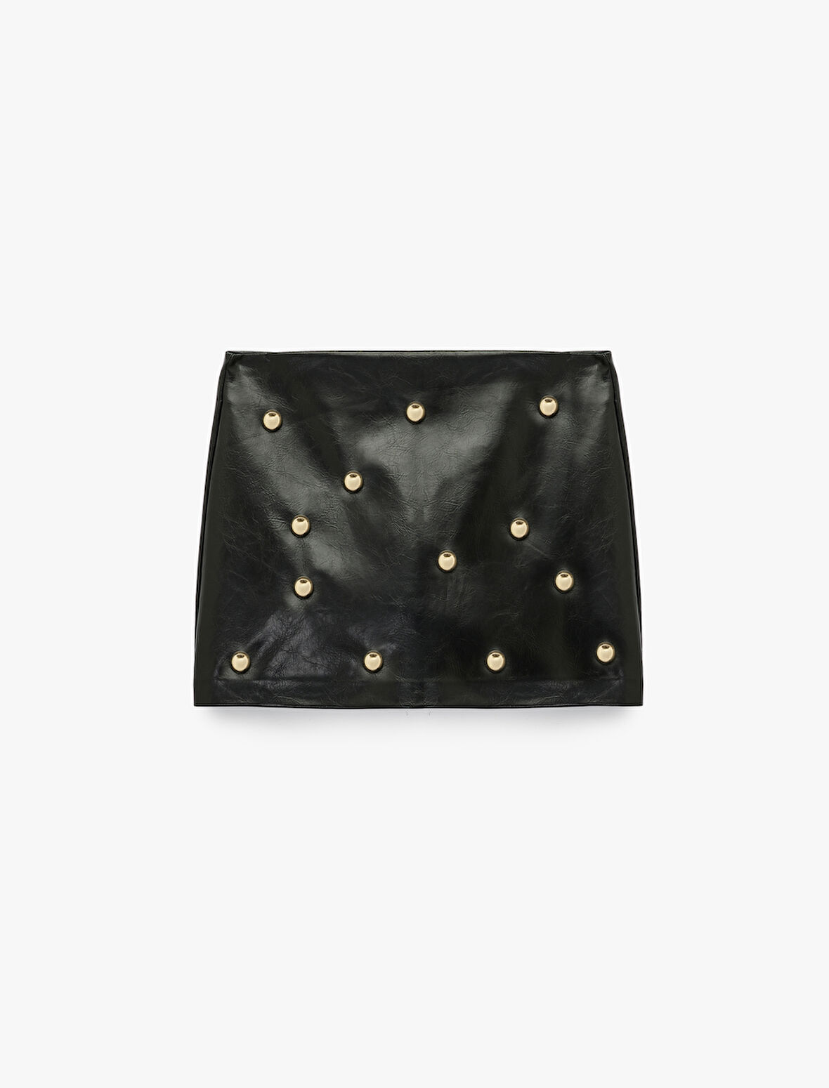 Suni Deri Troklu A Kesim Mini Etek 