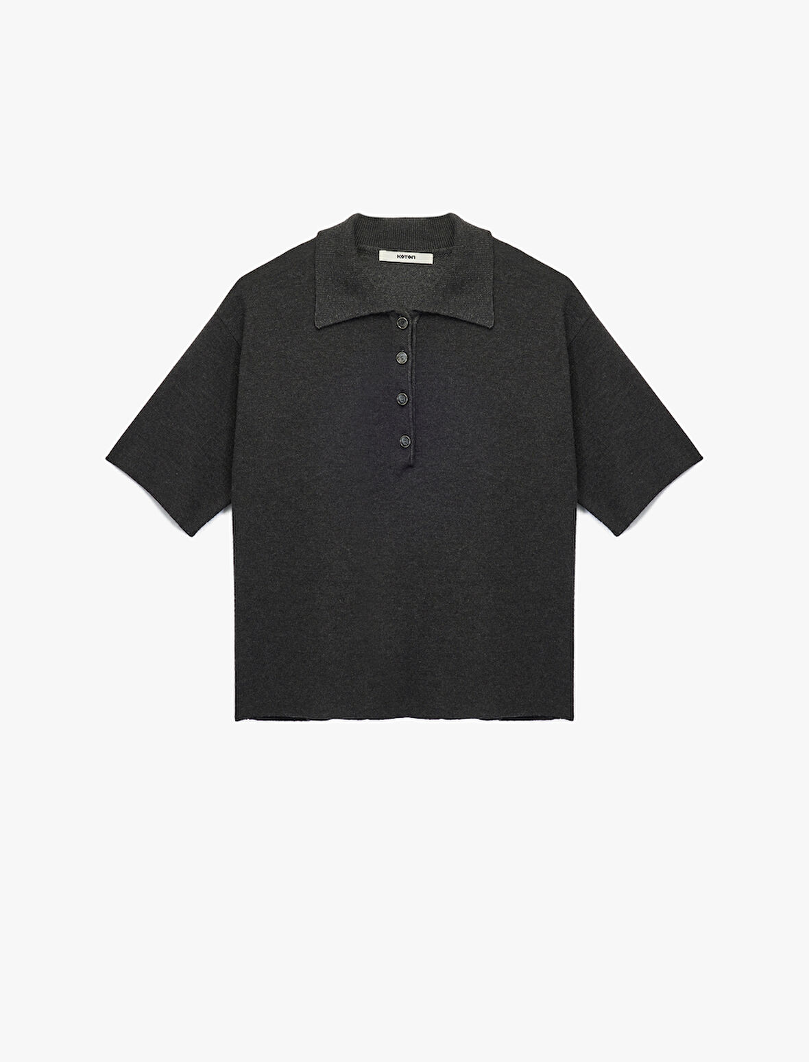 Düğmeli Kısa Kollu Polo Yaka Triko Kazak