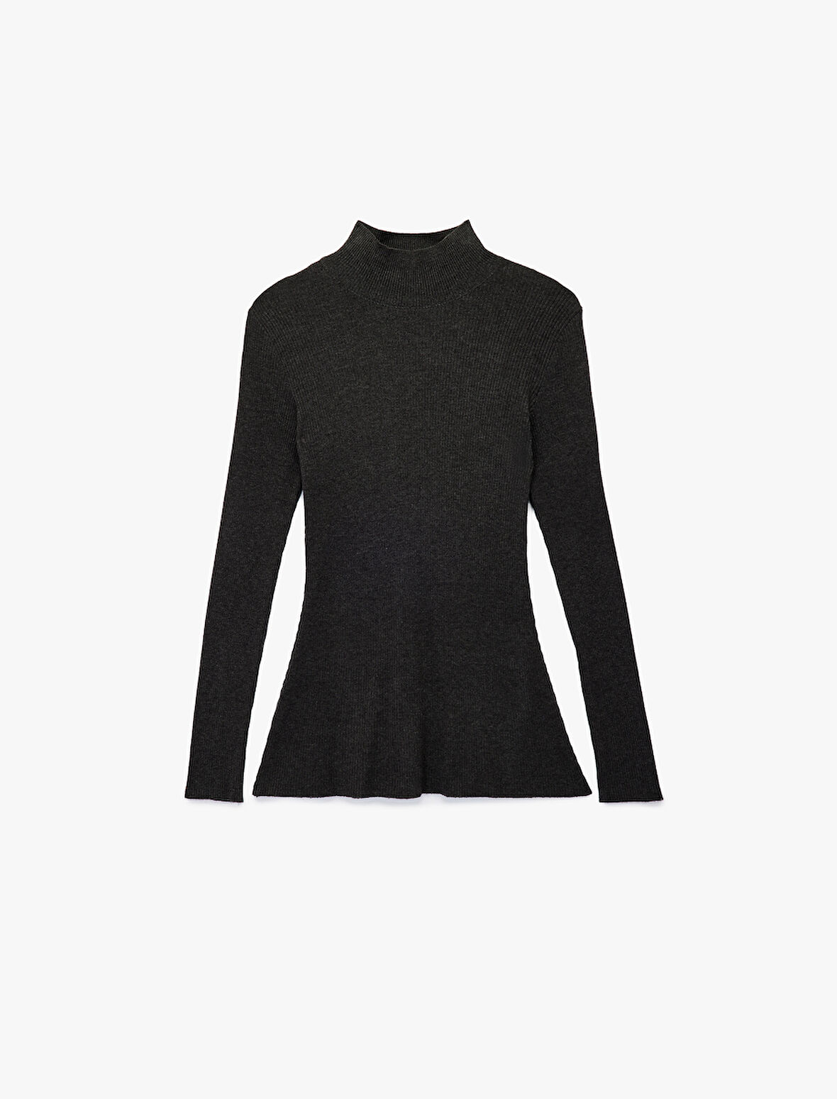 Peplum Kesim Uzun Kollu Dik Yaka Triko Kazak