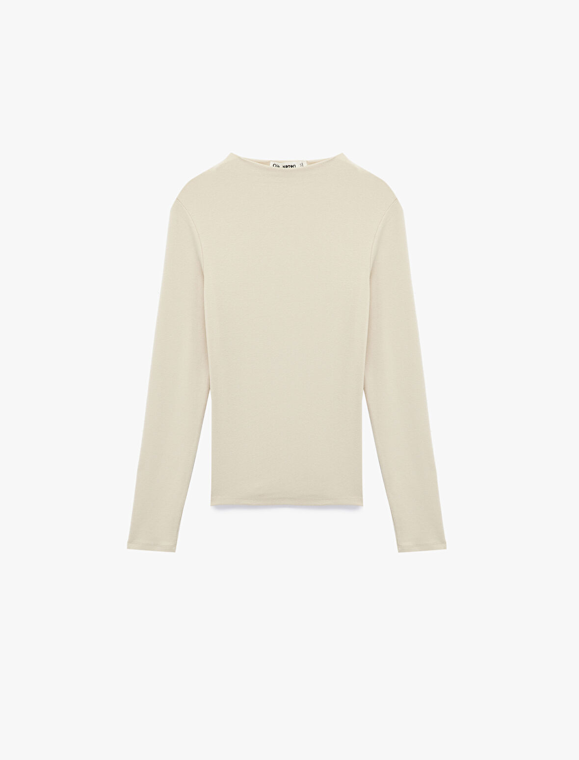 Dik Yaka Slim Fit Modal Karışımlı Basic Uzun Kollu Tişört