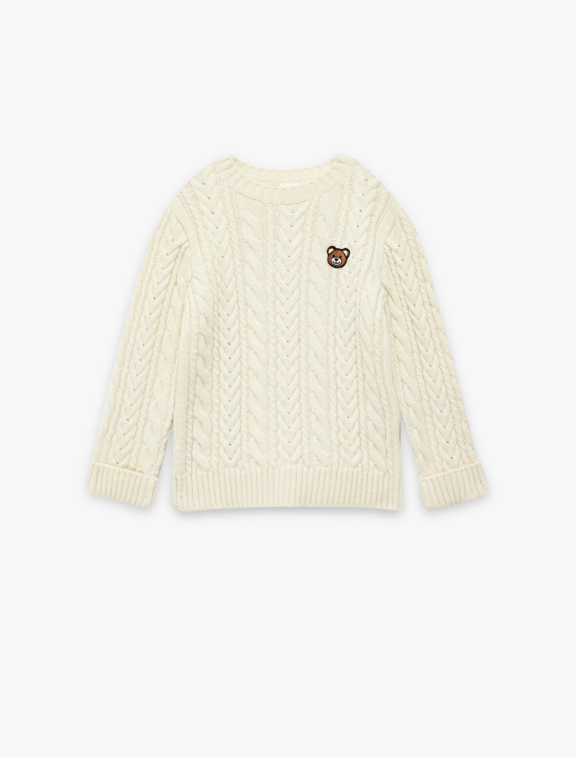 Uzun Kollu Bisiklet Yaka Ayıcık Detaylı Triko Kazak