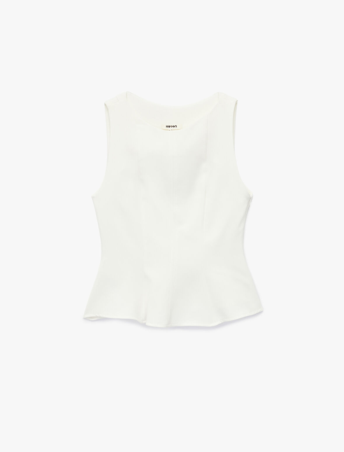 Dar Kalıp Bisiklet Yaka Kolsuz Peplum Bluz