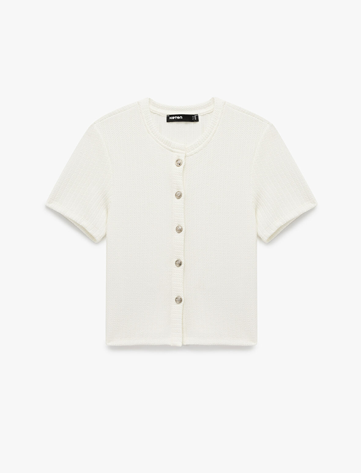 Regular Fit Kısa Kollu Bisiklet Yaka Düğmeli Hırka