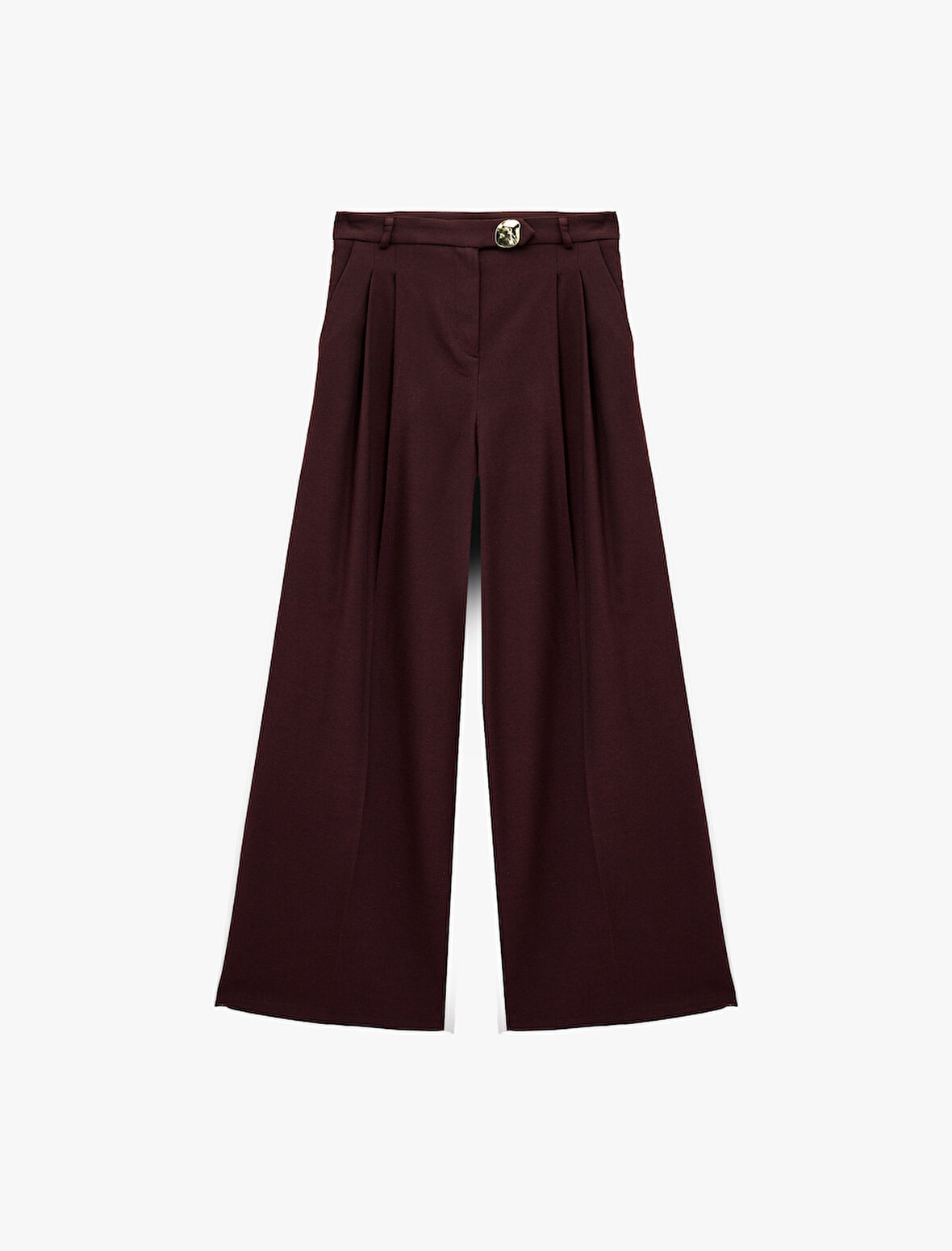 Koton X Melis Ağazat - Cepli Pile Detaylı Metal Aksesuarlı Palazzo Pantolon