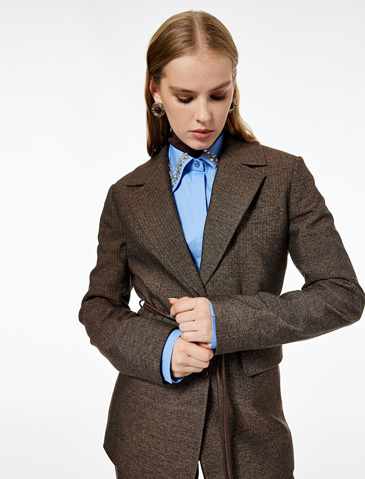 Koton X Melis Ağazat - Cepli Uzun Kollu Kemerli Blazer Ceket