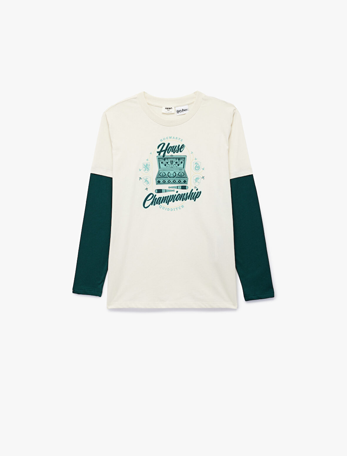 Pamuklu Harry Potter Baskılı Uzun Kollu Bisiklet Yaka Lisanslı Tişört