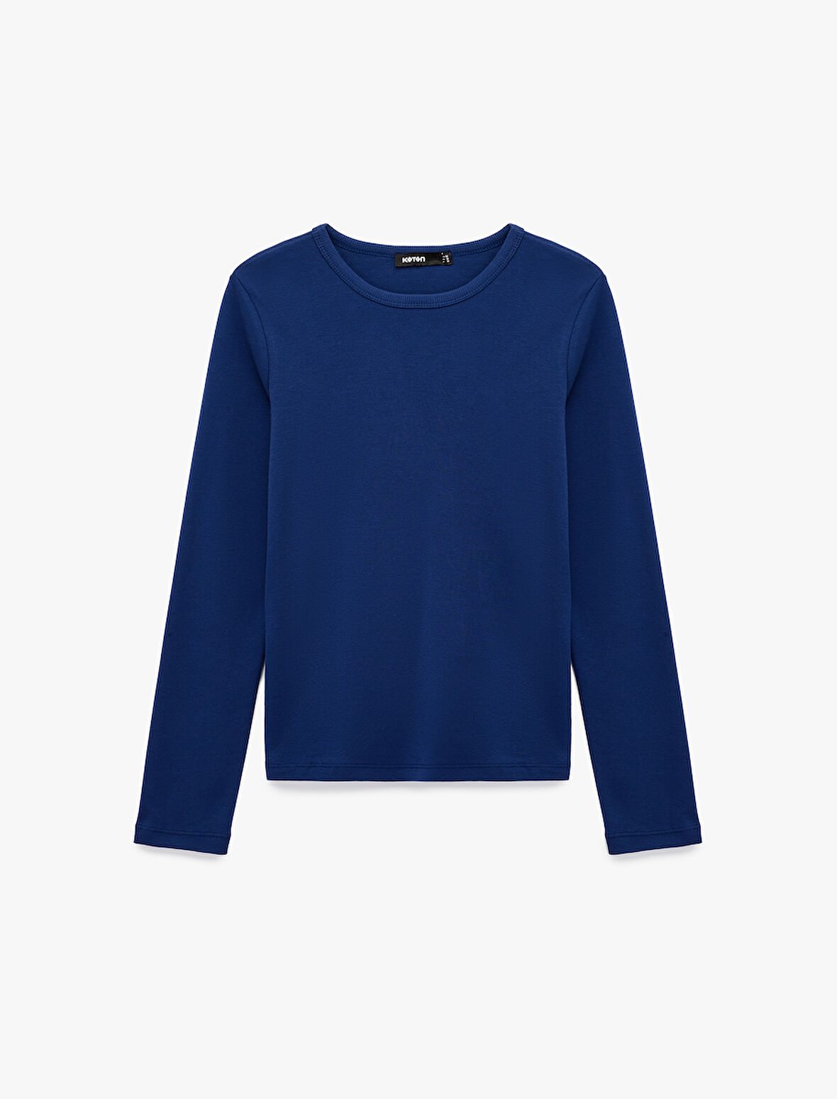 Pamuklu Uzun Kollu Bisiklet Yaka Basic Tişört