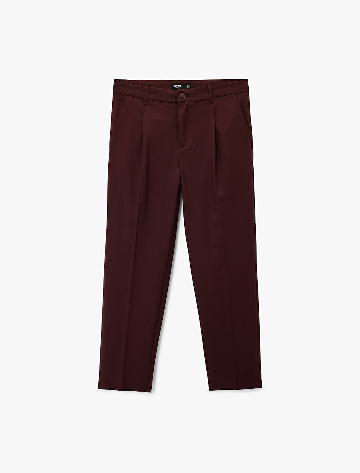 Rahat Kalıp Cepli Viskon Karışımlı Pileli Kumaş Pantolon