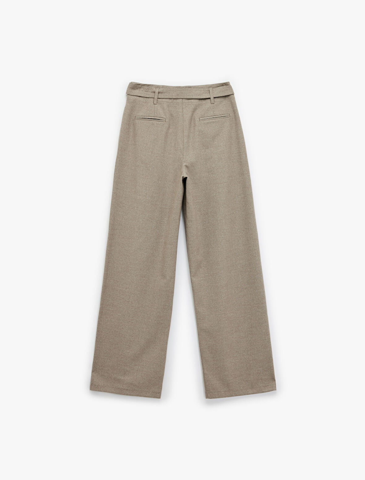 Yüksek Bel Viskon Karışımlı Kemer Detaylı Cepli Palazzo Pantolon