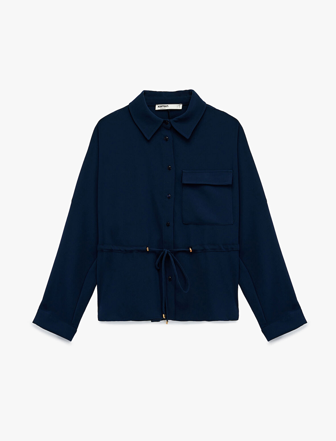 Krep Kumaş Regular Fit Bağlama Detaylı Uzun Kollu Gömlek Ceket