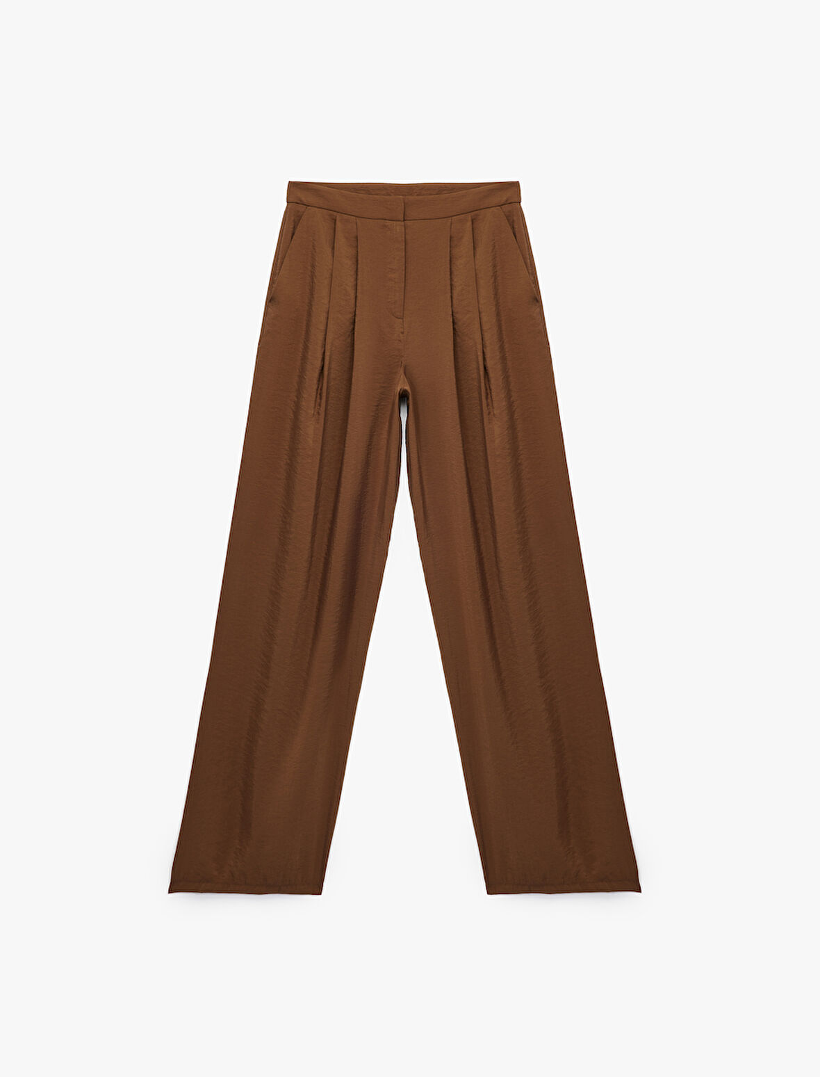 Modal Kumaş Pileli Cepli Geniş Paça Palazzo Pantolon