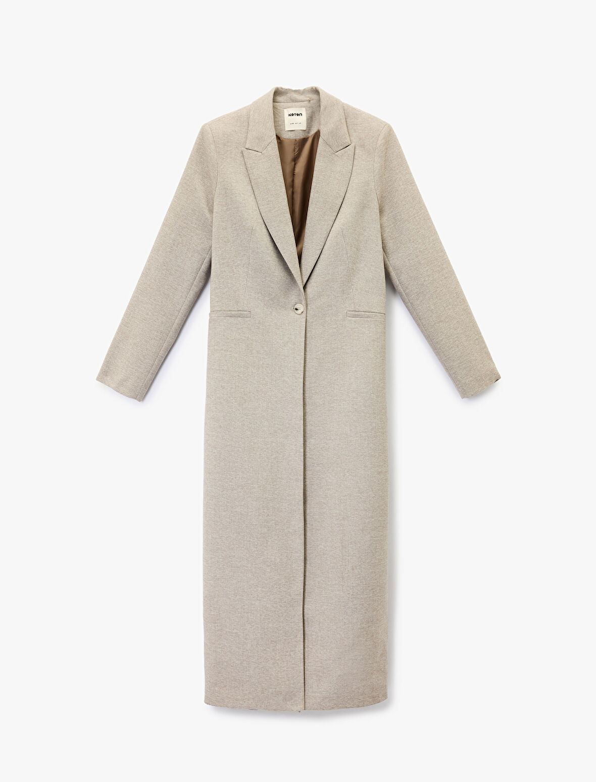 Düğmeli Uzun Kollu Cepli Ekstra Uzun Blazer Ceket