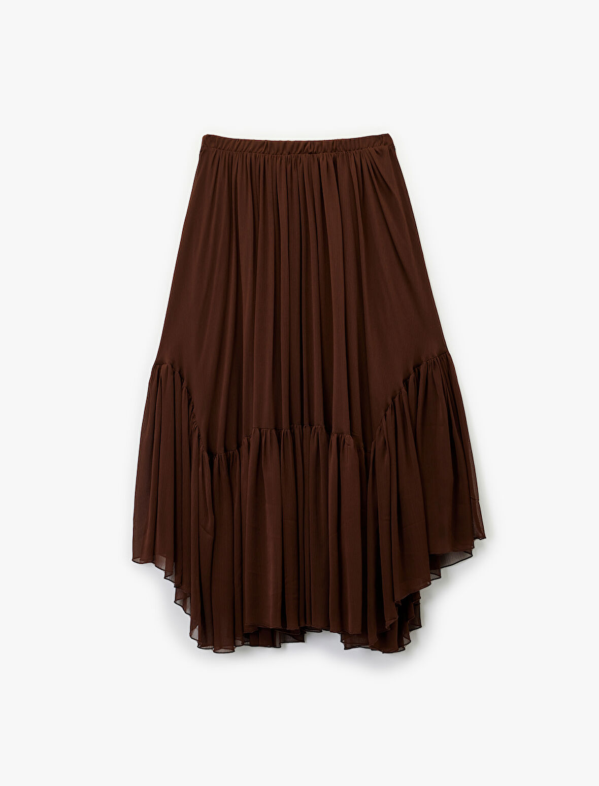 Fırfırlı Katlı Asimetrik Uzun Şifon Etek