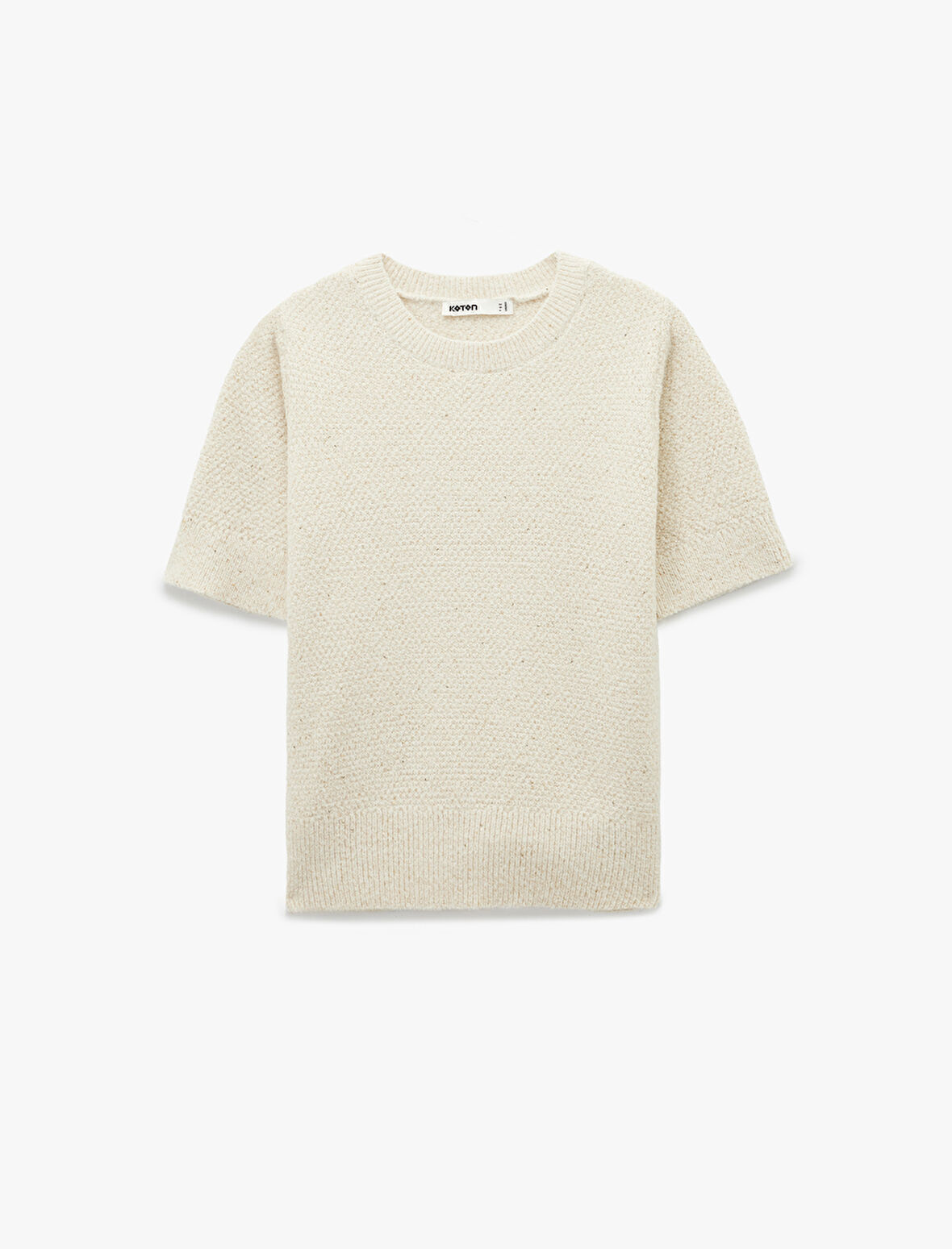 Yarım Kol Bisiklet Yaka Parıltılı Pul İşlemeli Triko Kazak