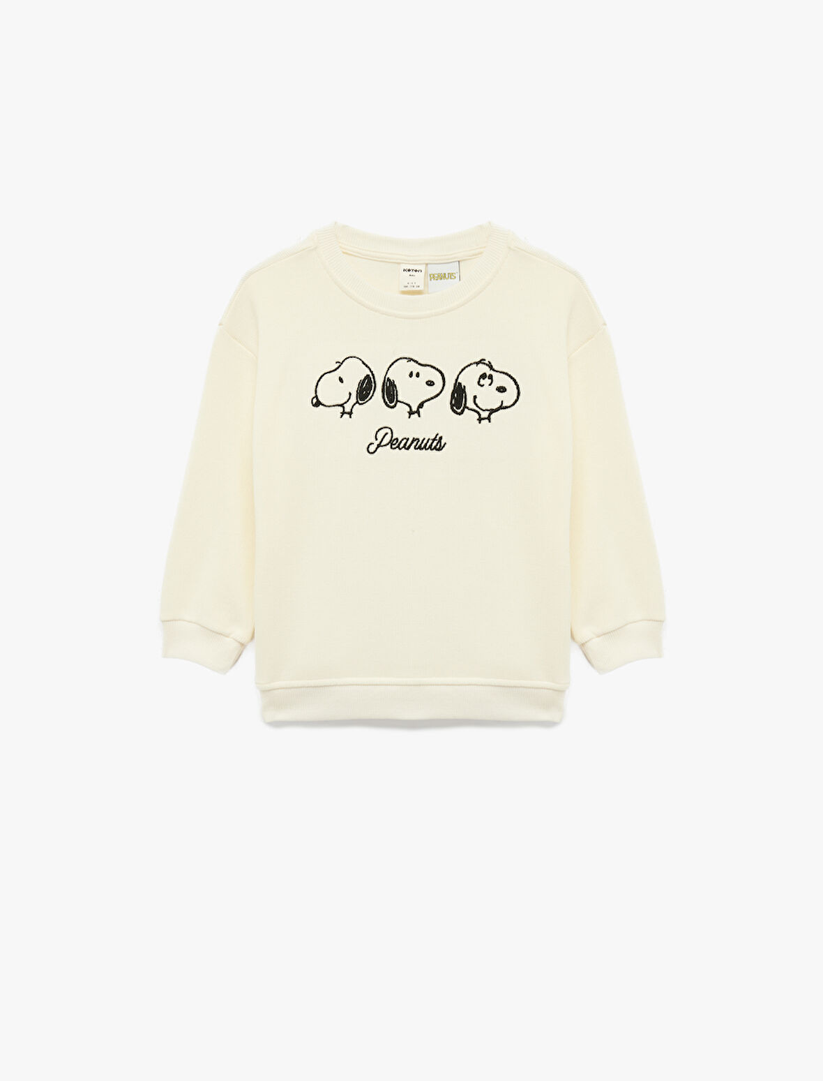 Lisanslı Snoopy Baskılı Uzun Kollu Pamuklu Sweatshirt
