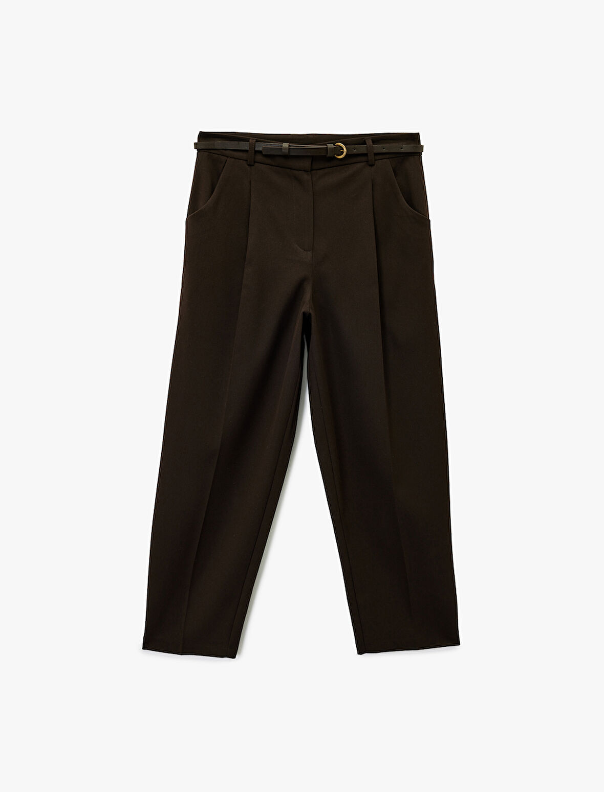 Cepli Kemerli Yüksek Bel Oversize Cigarette Pantolon