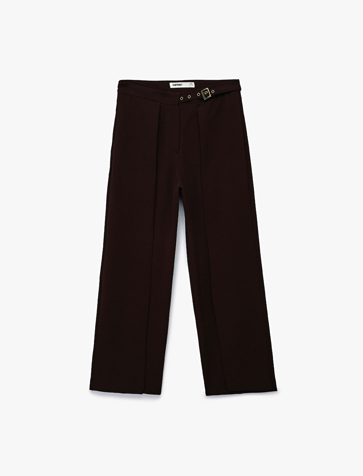 Kemer Detaylı Bilek Boy Geniş Paça Krep Palazzo Pantolon