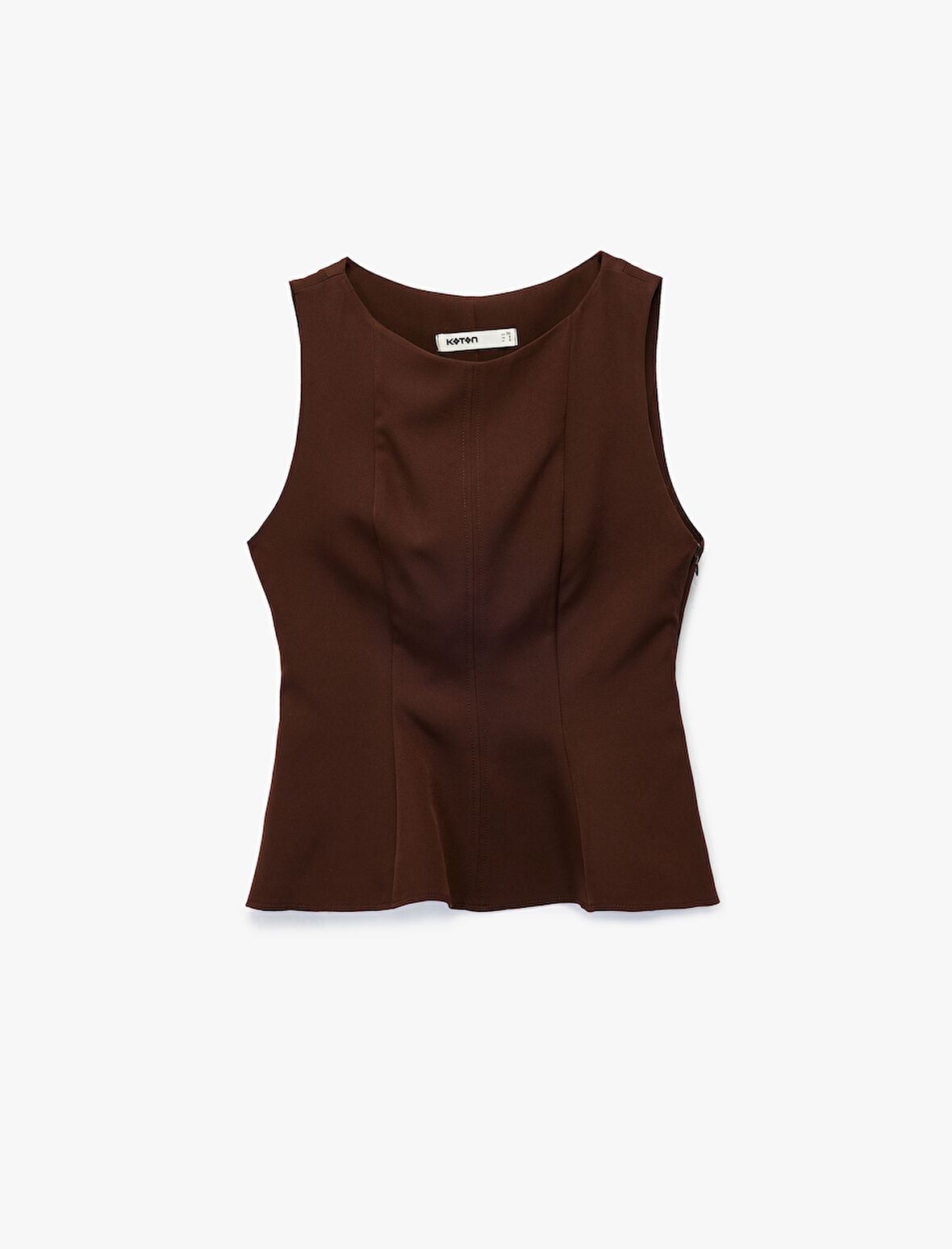 Bisiklet Yaka Kolsuz Peplum Bluz