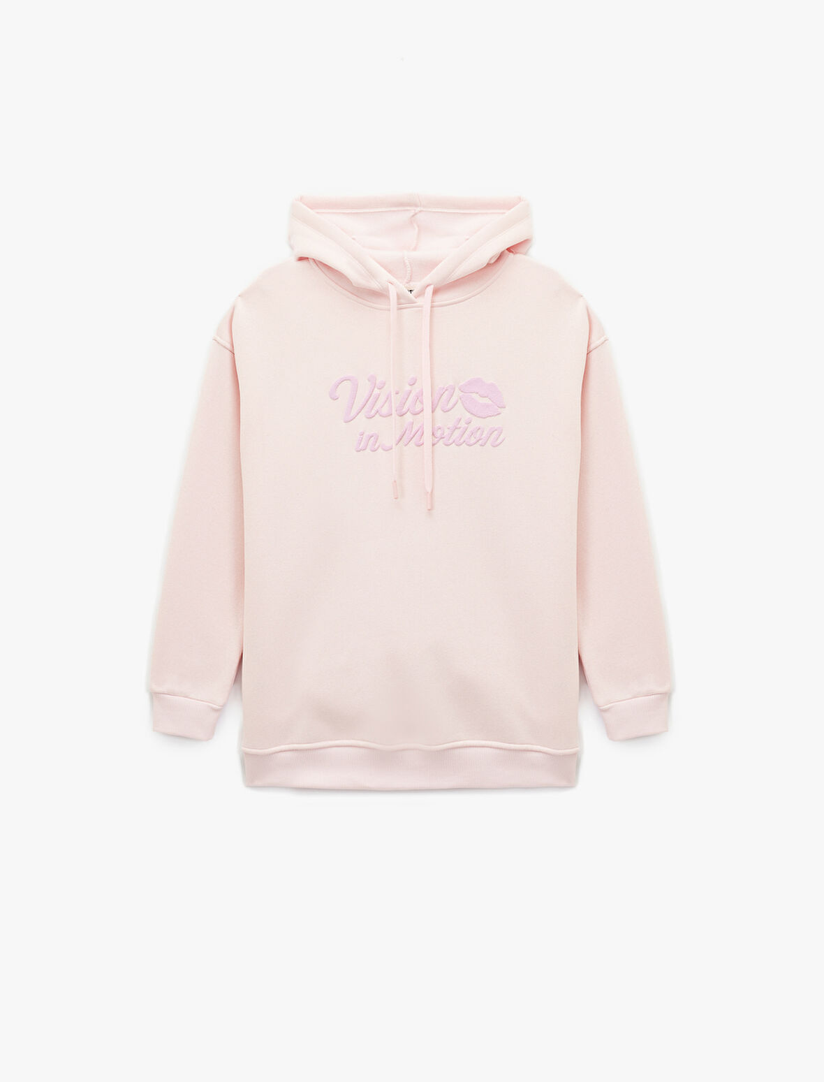 Uzun Kollu Kapüşonlu Baskılı Oversize Sweatshirt