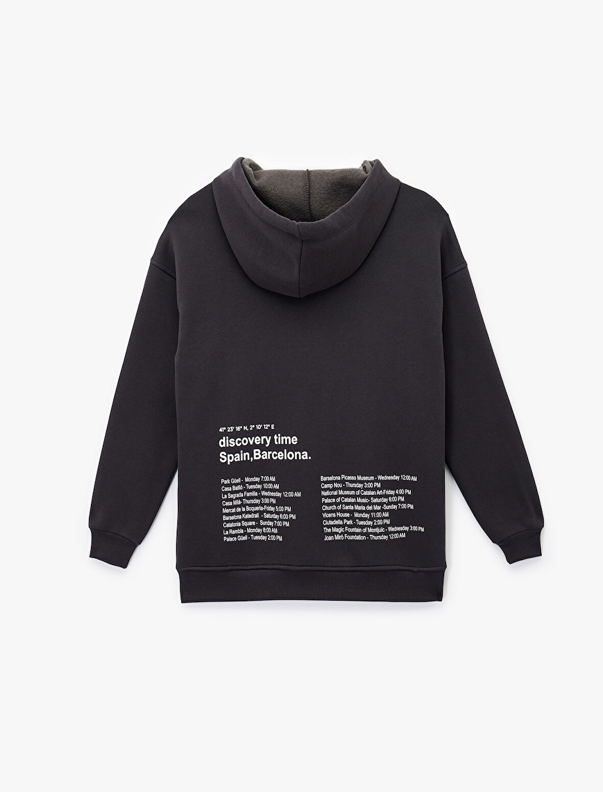 Uzun Kollu Kapüşonlu Arkası Baskılı Oversize Sweatshirt