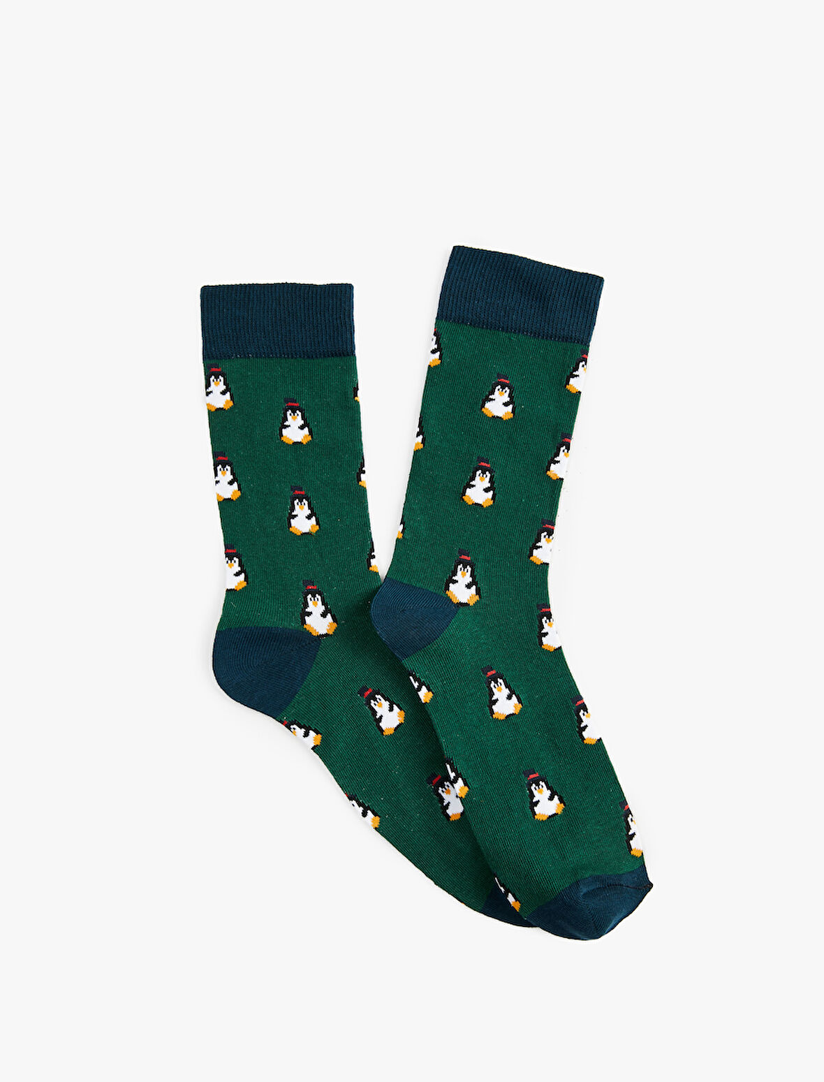 Yılbaşı Desenli Renk Bloklu Soket Çorap