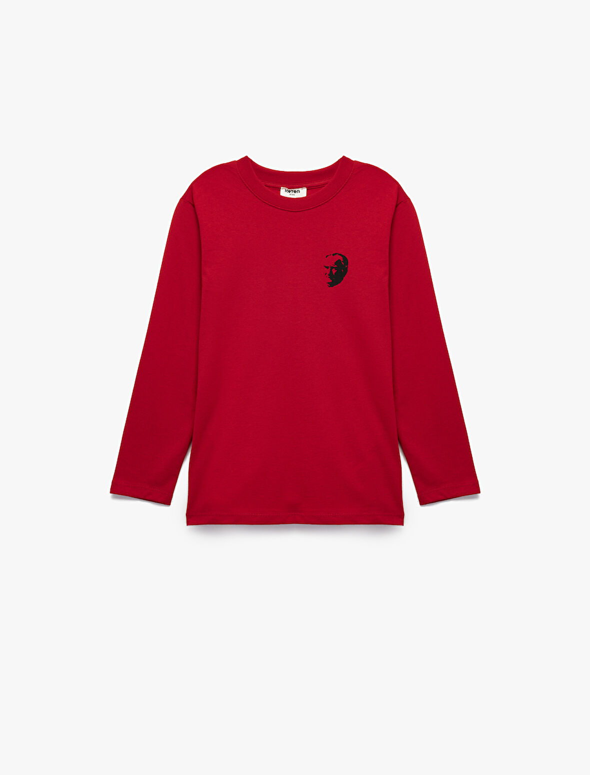 Pamuklu Uzun Kollu Bisiklet Yaka Atatürk Baskılı Tişört