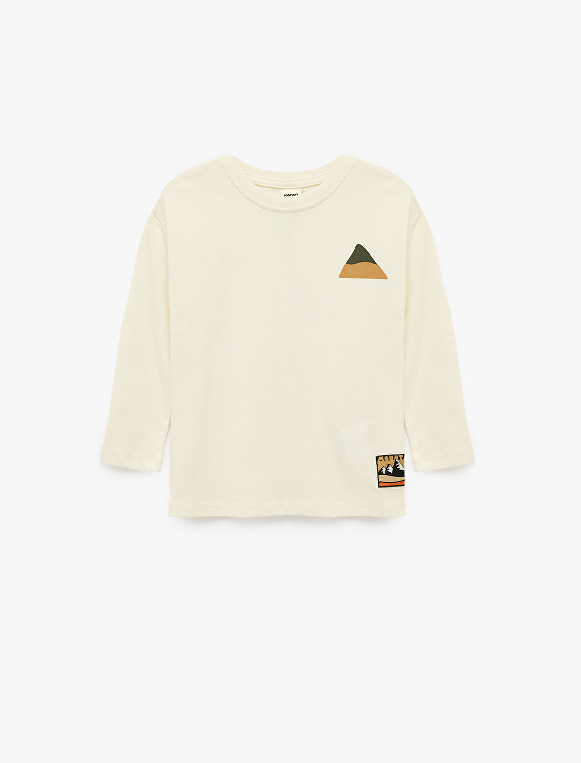 Pamuklu Uzun Kollu Bisiklet Yaka Baskılı Tişört