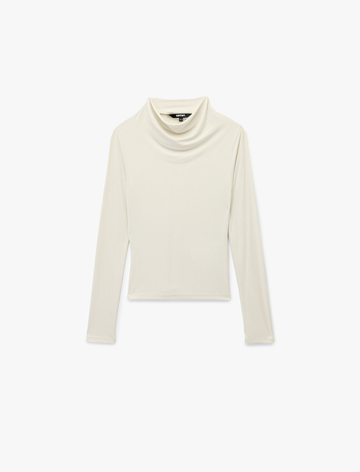 Slim Fit Modal Kumaş Uzun Kollu Dökümlü Dik Yaka Bluz