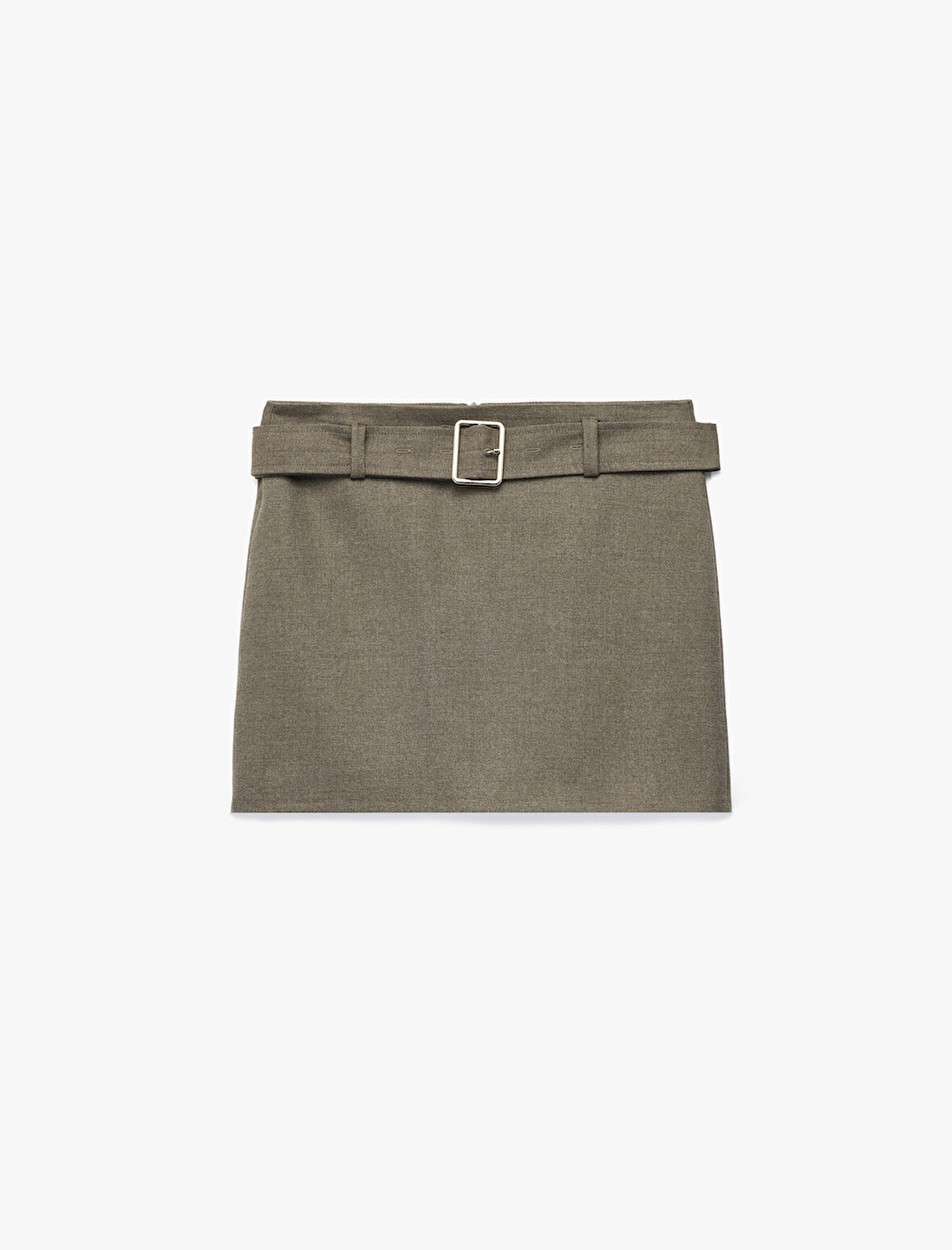 Kemer Detaylı Viskon Karışımlı A Kesim Mini Etek