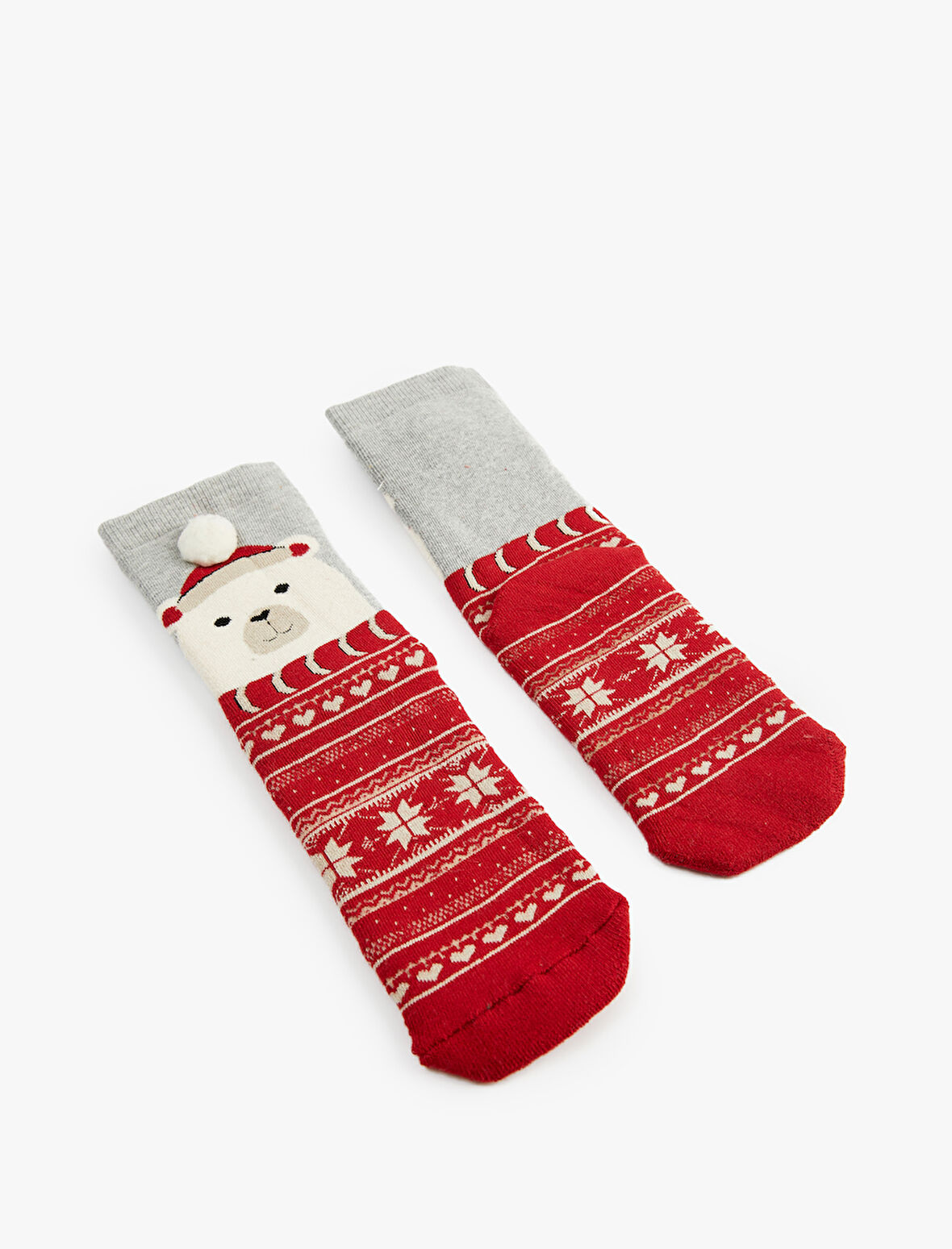 Pamuklu Yılbaşı Temalı Desenli Havlu Soket Çorap