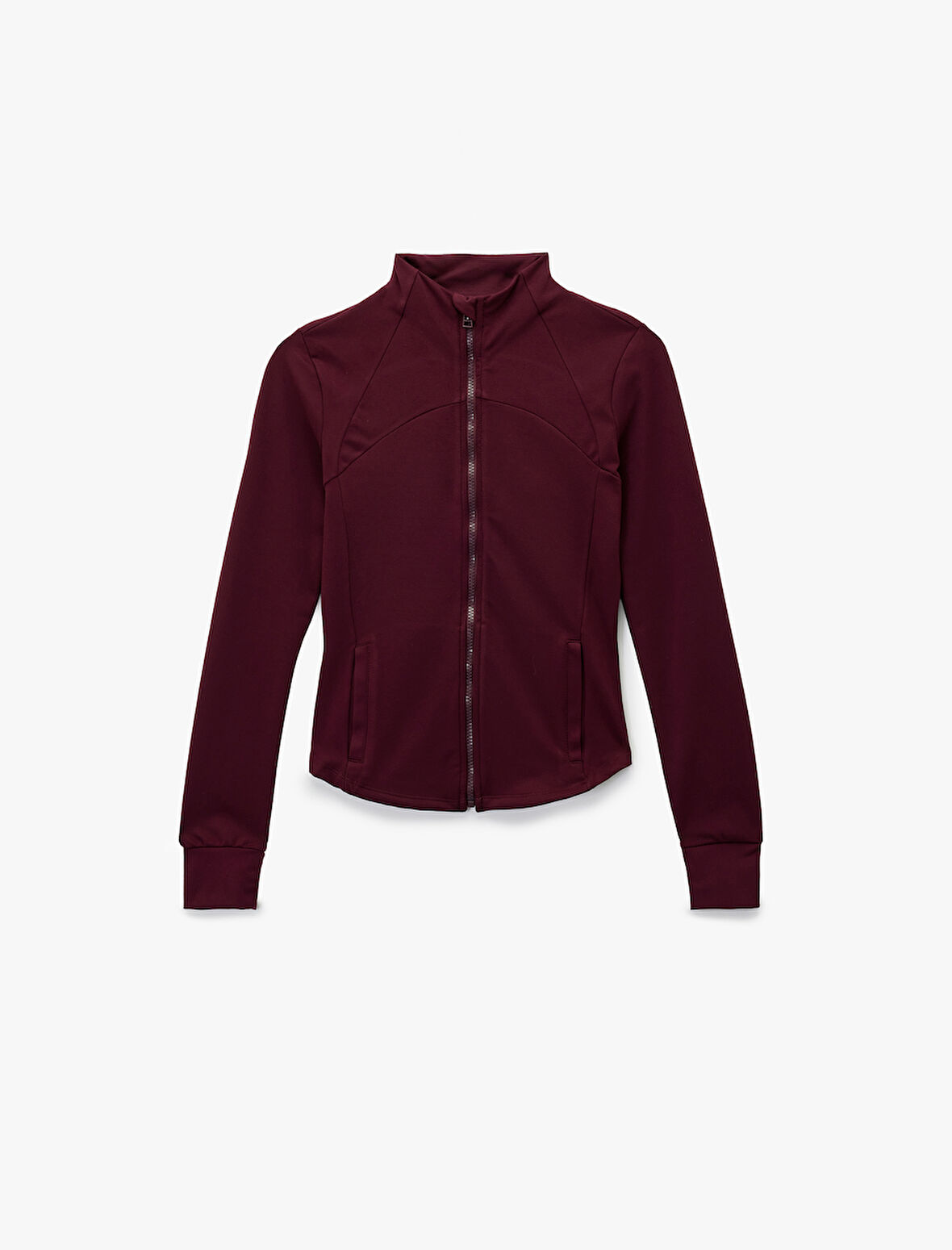 Slim Fit Uzun Kollu Dik Yaka Cepli Fermuarlı Spor Ceket