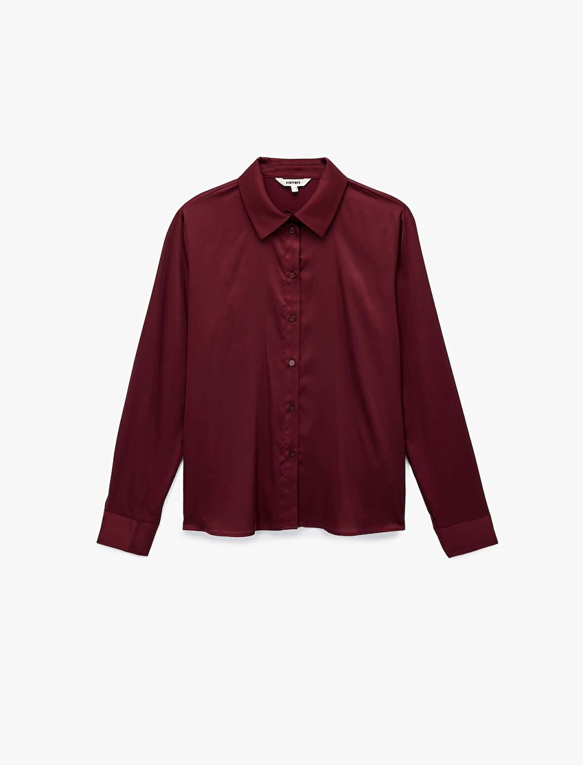 Regular Fit Düğmeli Uzun Kollu Saten Gömlek